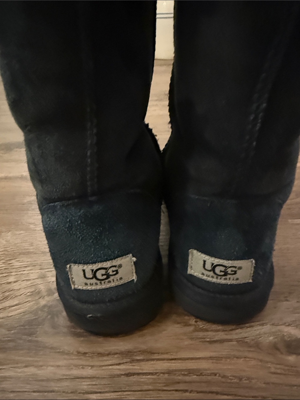 UGG Black Tall Suede Winter Boots with Shearling Size 7 - Picture 2 of 11